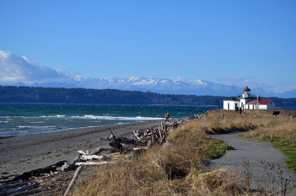 Discovery park, looking out onto some of Seattle's islands.