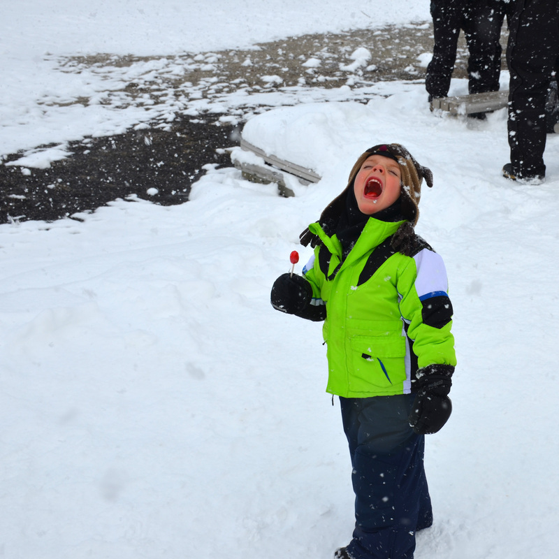 Catching snowflakes.