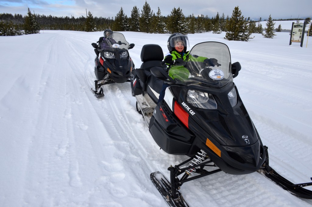 Lola and Linky ready to hit the road on their snowmobiles :)